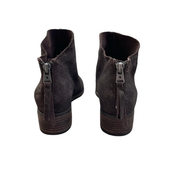 Lucky Brand Chocolate Metallic Stacked Heel Ankle Booties - Picture 8 of 10